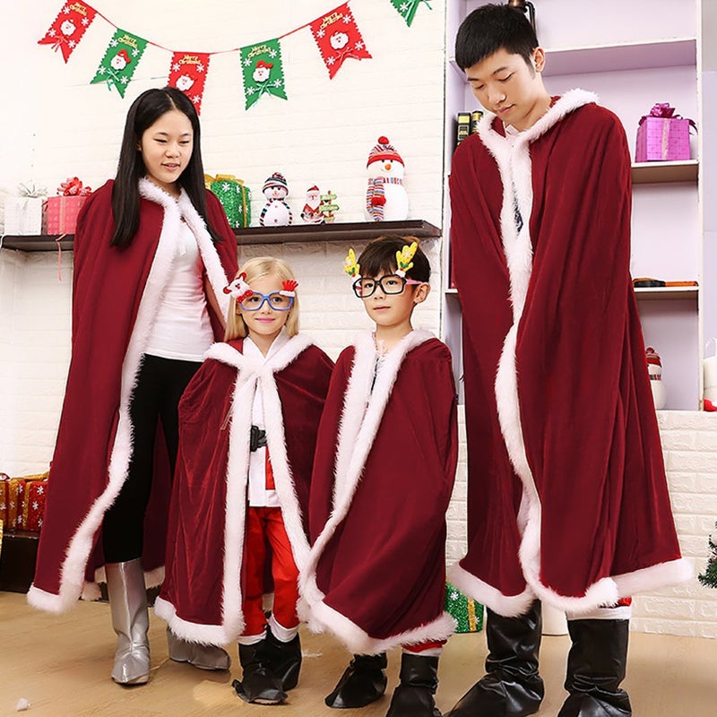 Holiberty Halloween Christmas Costumes Velvet Hooded Cloak Red Robe Mrs Santa Claus Costume Cape Xmas Fancy Dress Cloak for Women Girls - Image 2